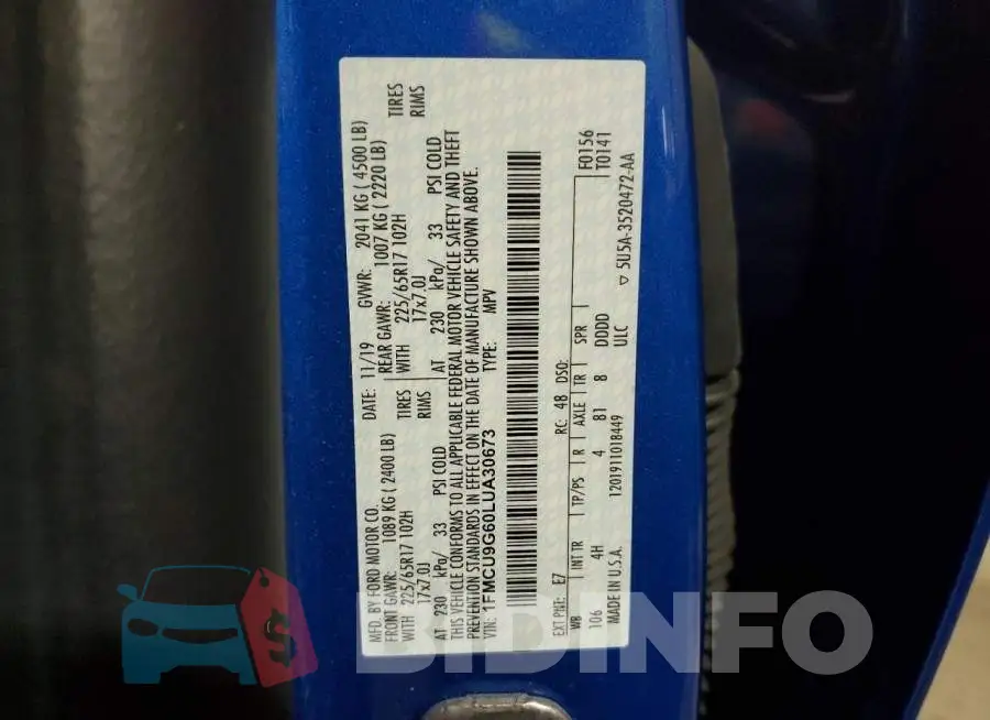 1FMCU9G60LUA30673 Photo# 13