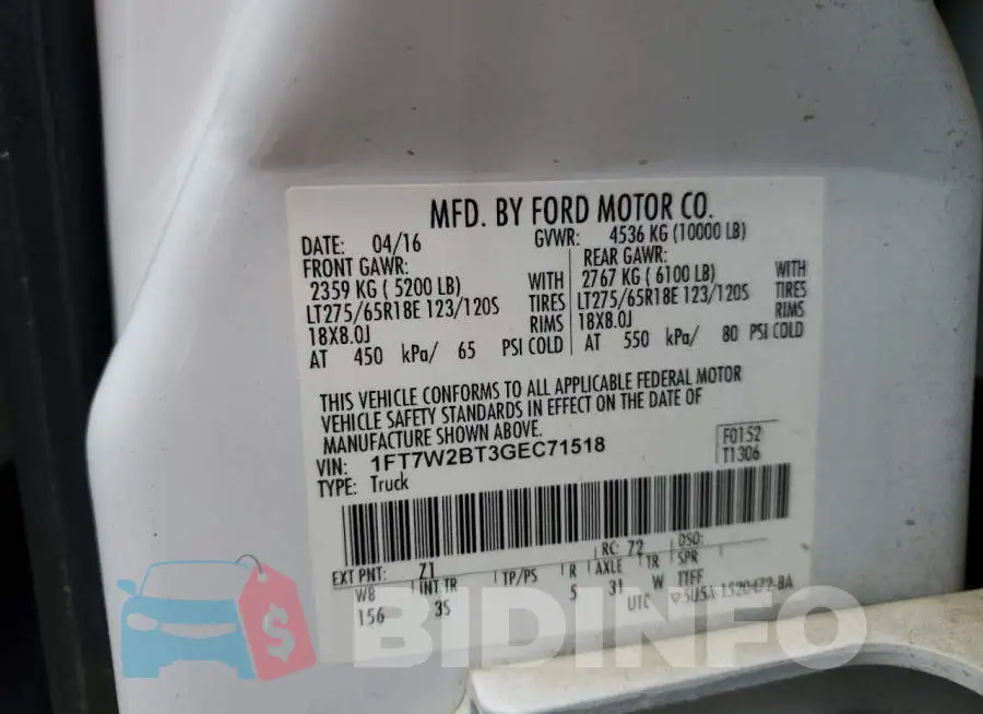 1FT7W2BT3GEC71518 Photo# 12