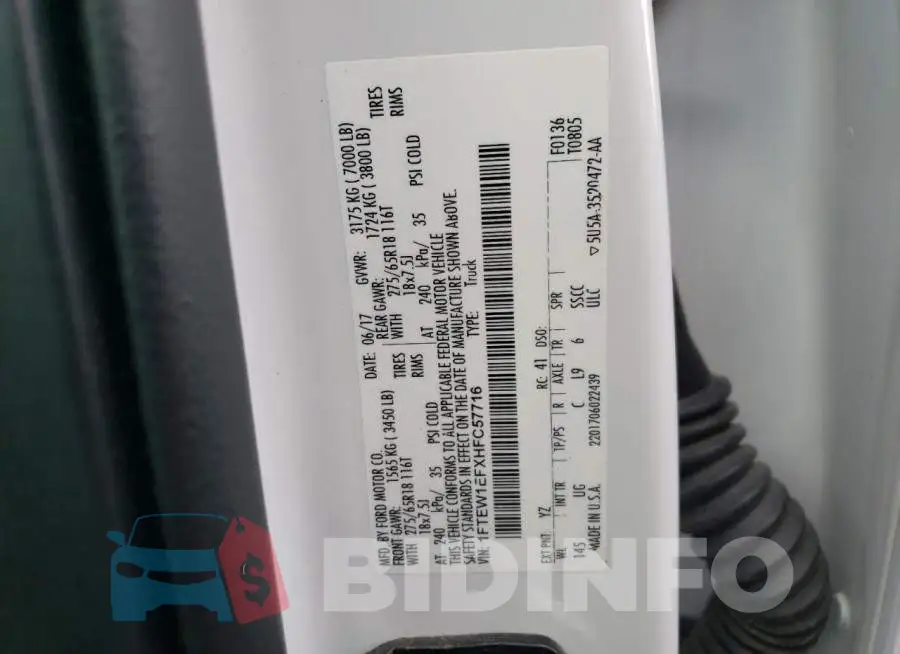 1FTEW1EFXHFC57716 Photo# 12