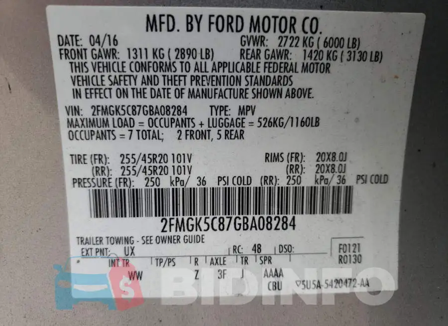 2FMGK5C87GBA08284 Photo# 14