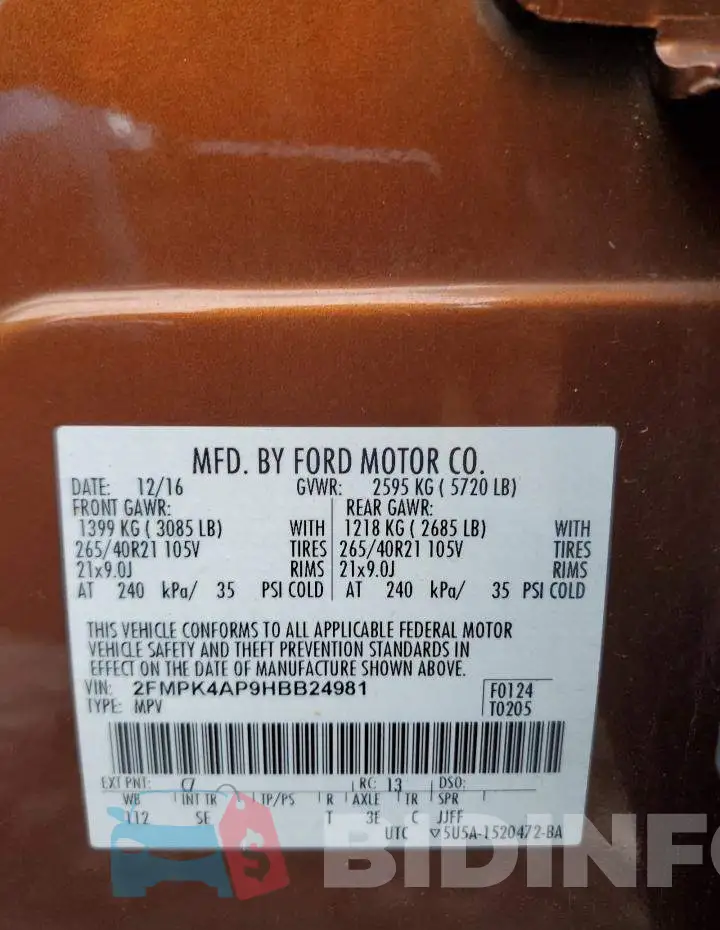 2FMPK4AP9HBB24981 Photo# 12