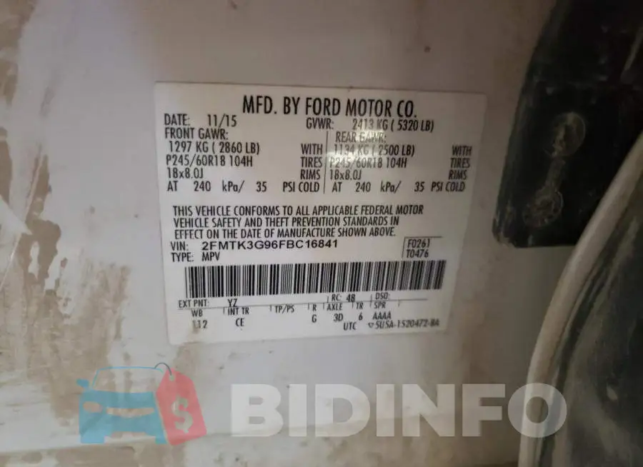 2FMTK3G96FBC16841 Photo# 13