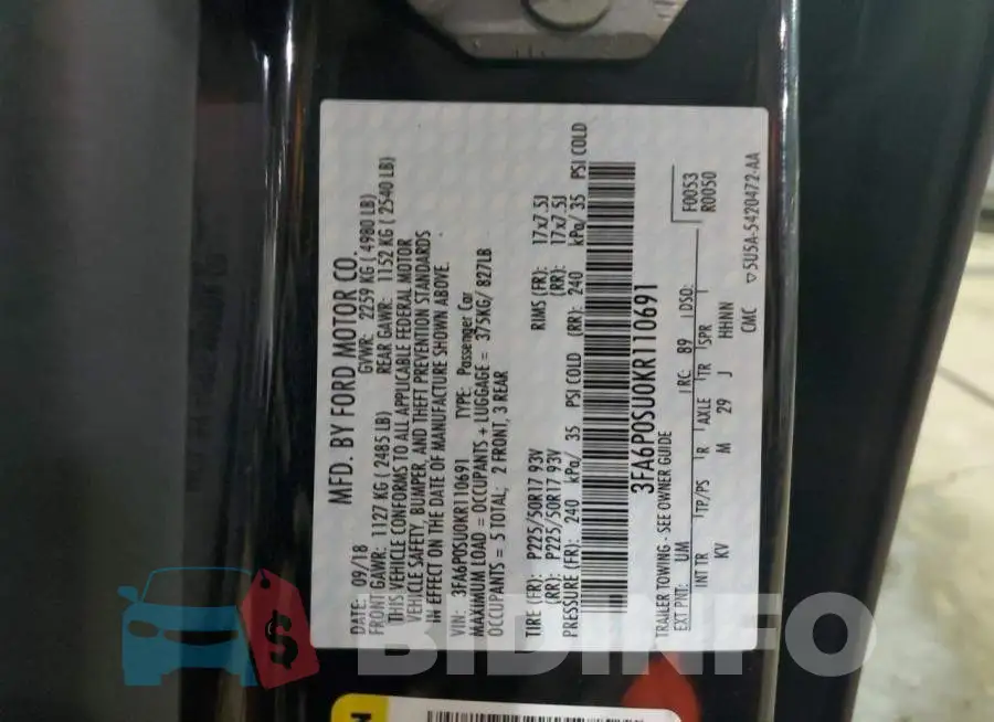 3FA6P0SU0KR110691 Photo# 13