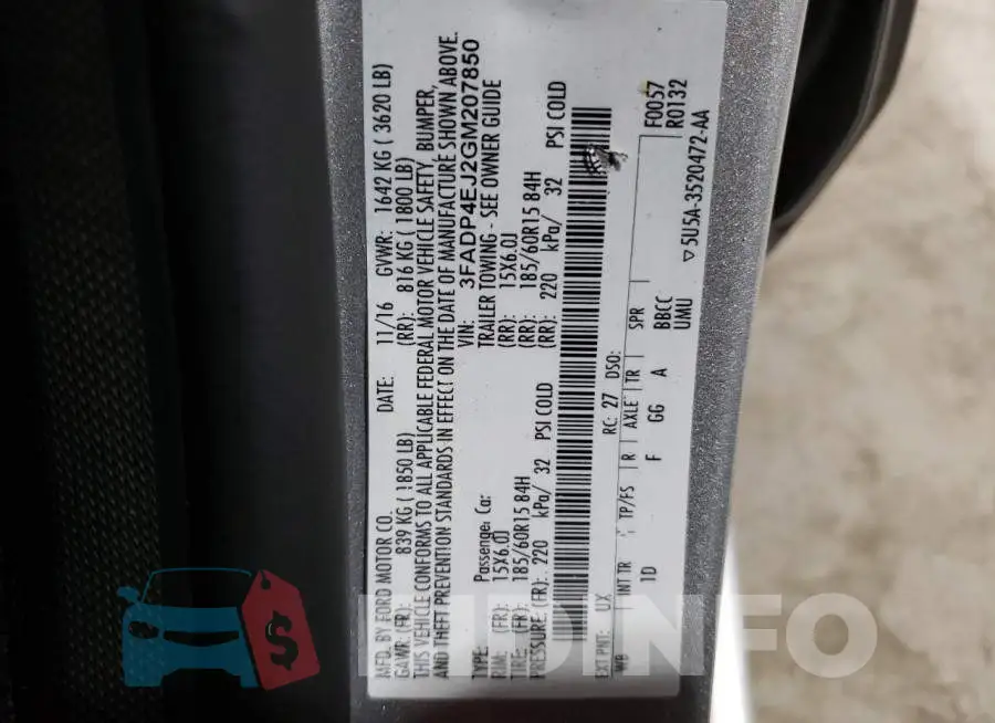 3FADP4EJ2GM207850 Photo# 12