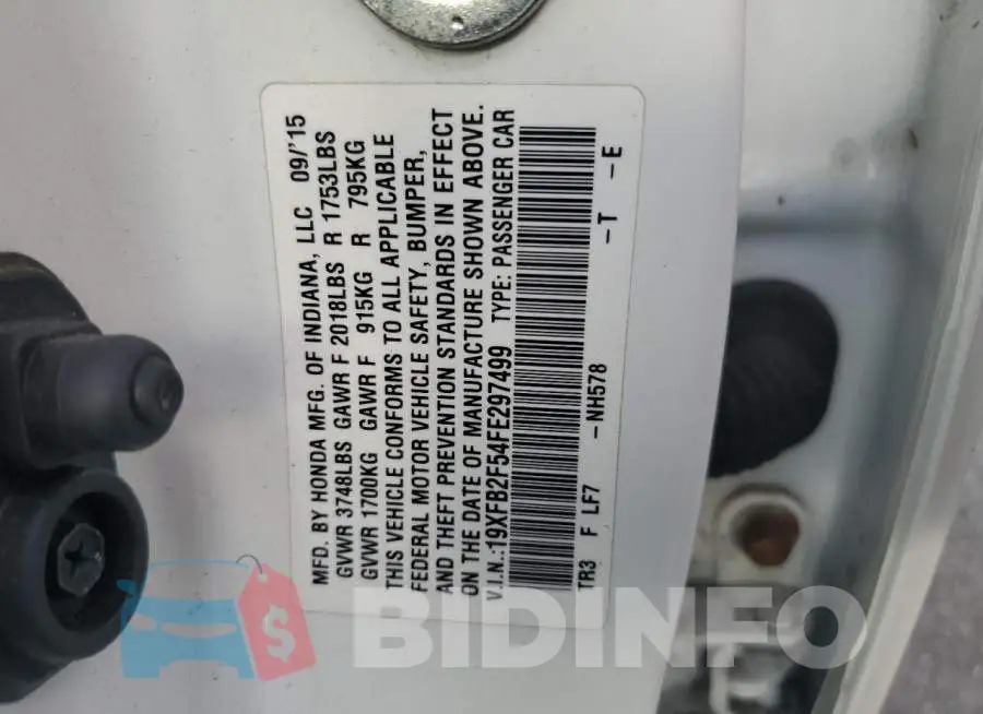 19XFB2F54FE297499 Photo# 12