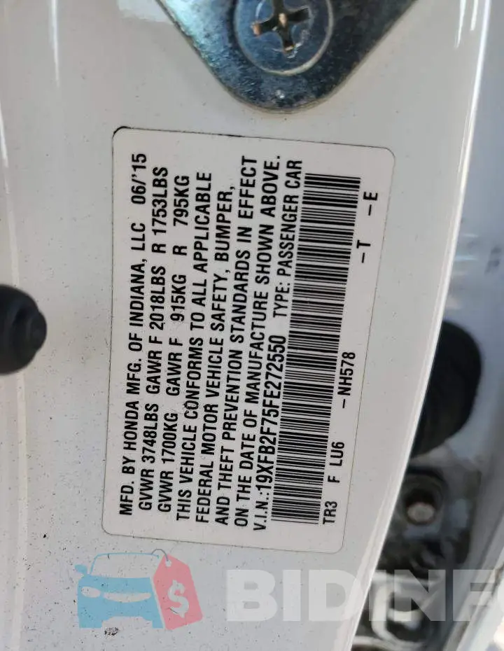 19XFB2F75FE272550 Photo# 13