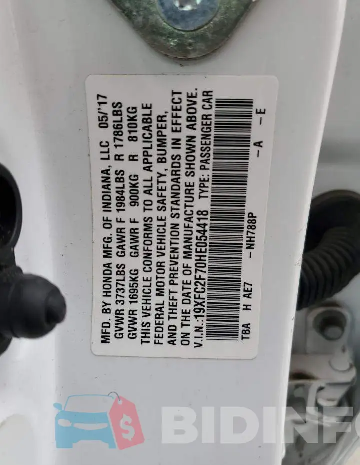 19XFC2F70HE054418 Photo# 12