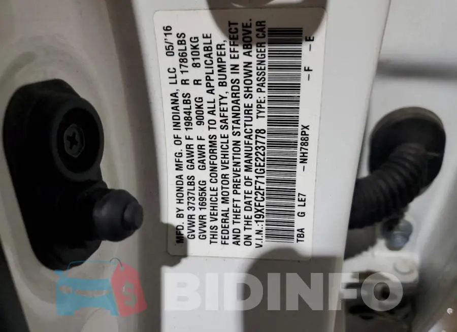 19XFC2F71GE223778 Photo# 12