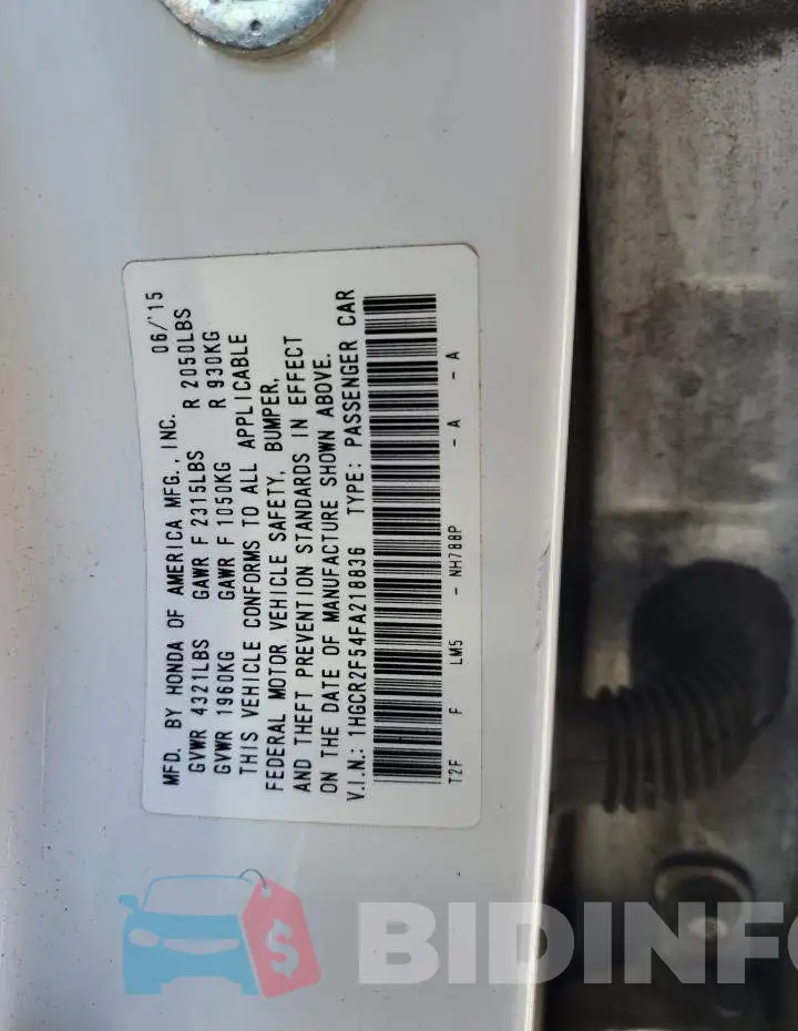 1HGCR2F54FA218836 Photo# 12