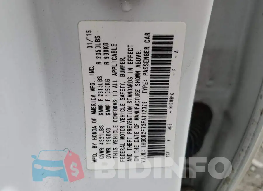1HGCR2F73FA112329 Photo# 12