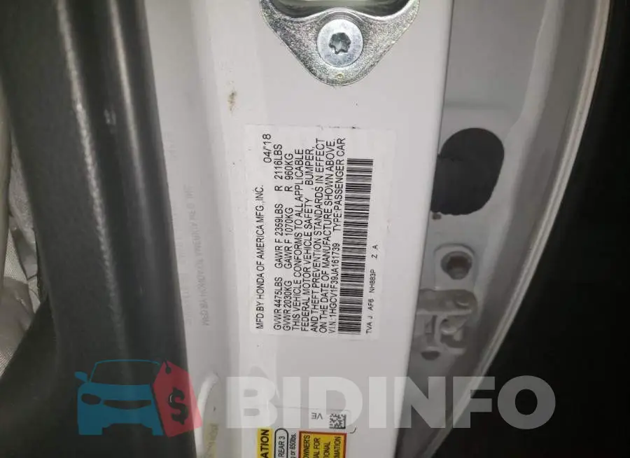1HGCV1F39JA161739 Photo# 12