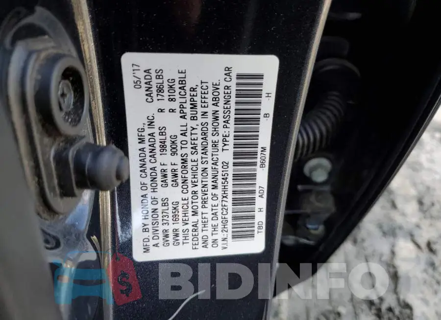 2HGFC2F7XHH545102 Photo# 12