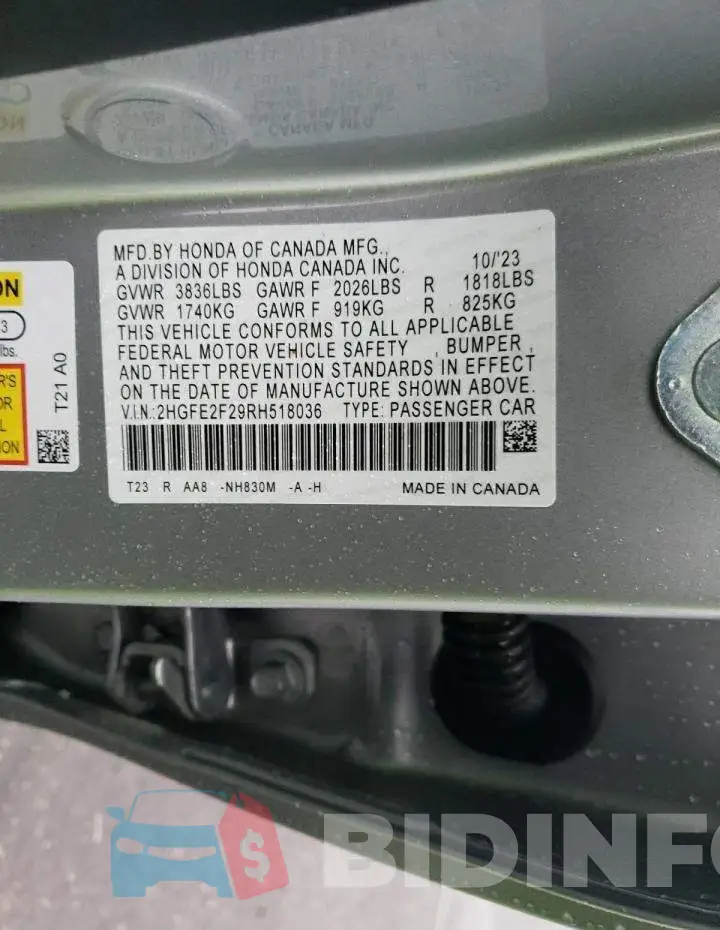 2HGFE2F29RH518036 Photo# 13