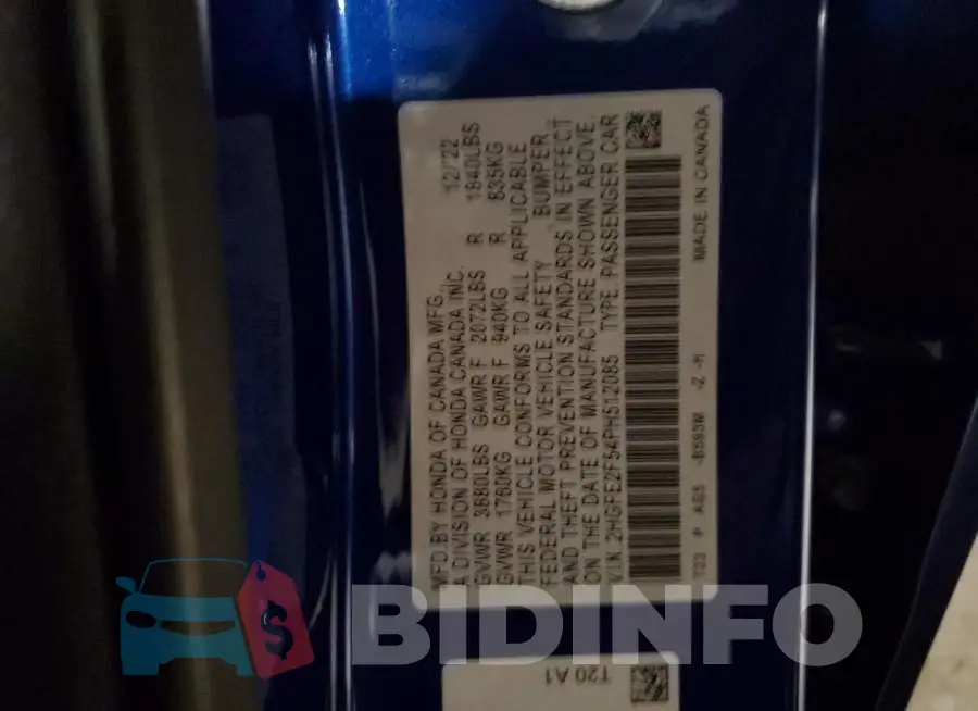 2HGFE2F54PH512085 Photo# 12
