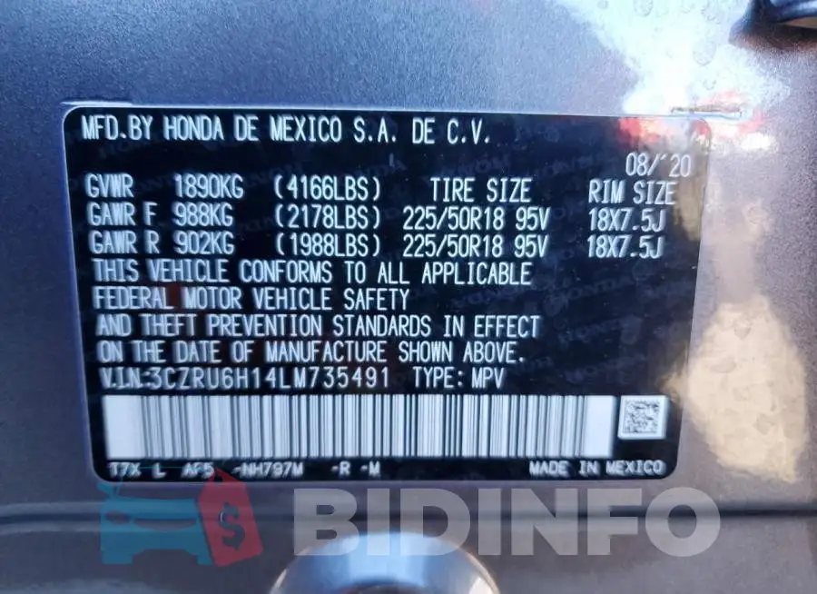 3CZRU6H14LM735491 Photo# 12