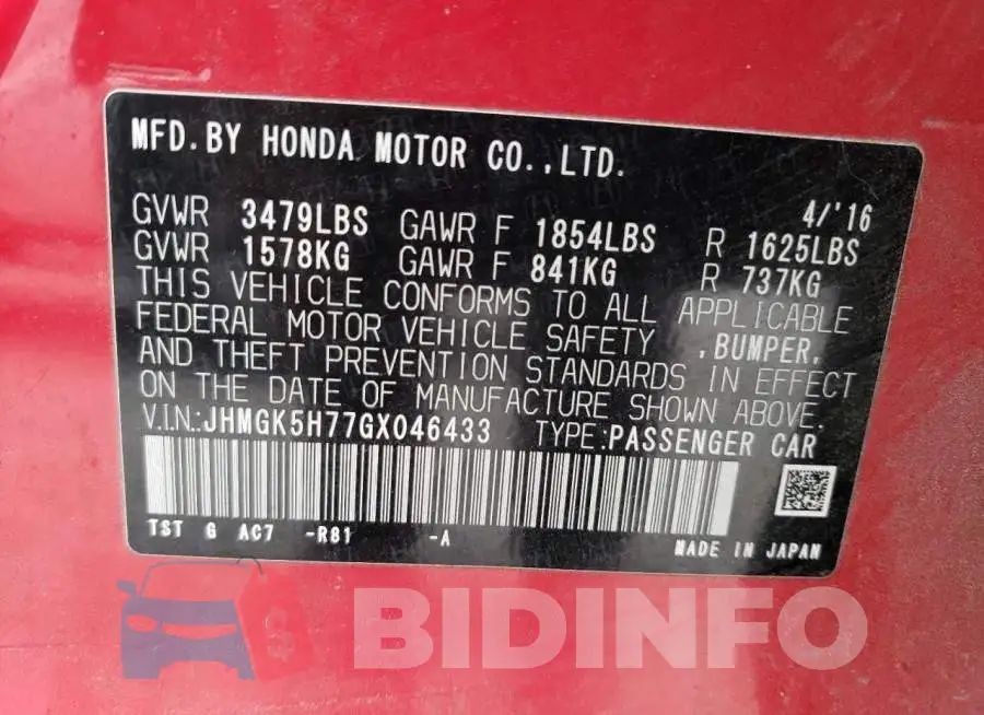 JHMGK5H77GX046433 Photo# 12