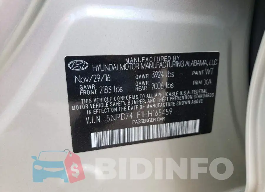 5NPD74LF1HH165459 Photo# 12