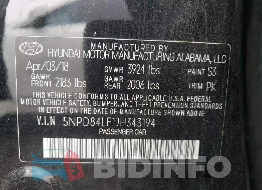5NPD84LF1JH343194 Photo# 12