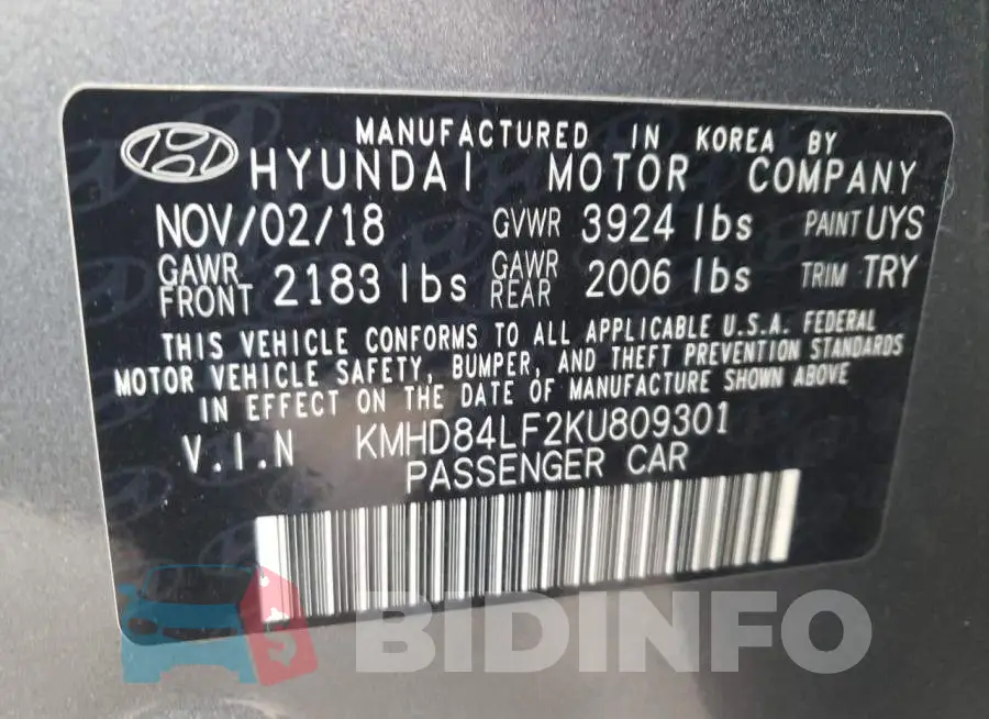 KMHD84LF2KU809301 Photo# 13