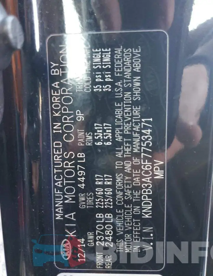 KNDPB3AC6F7753471 Photo# 13
