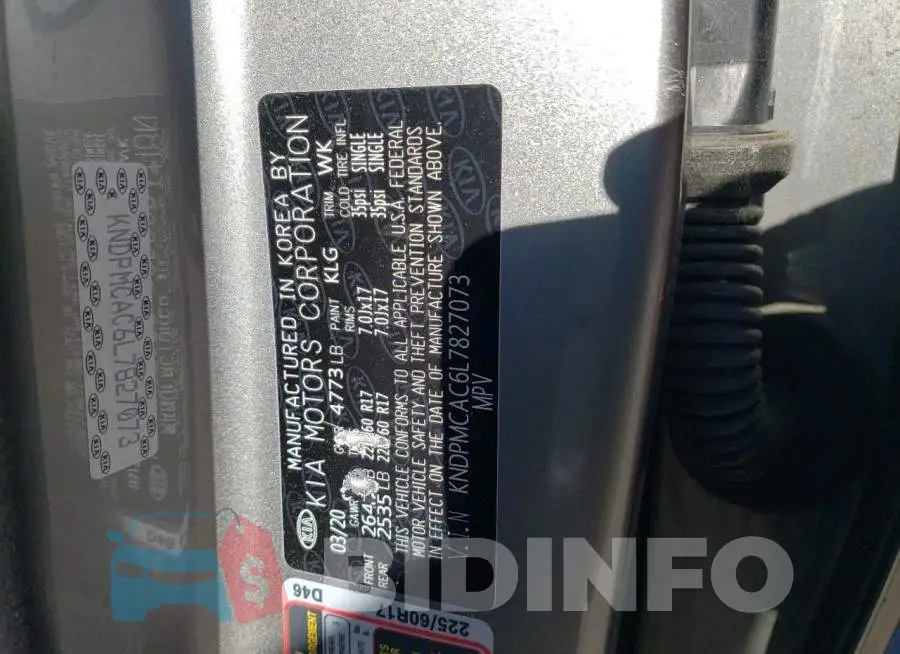 KNDPMCAC6L7827073 Photo# 13