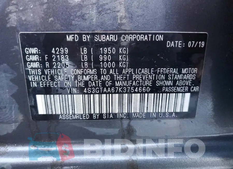 4S3GTAA67K3754660 Photo# 12