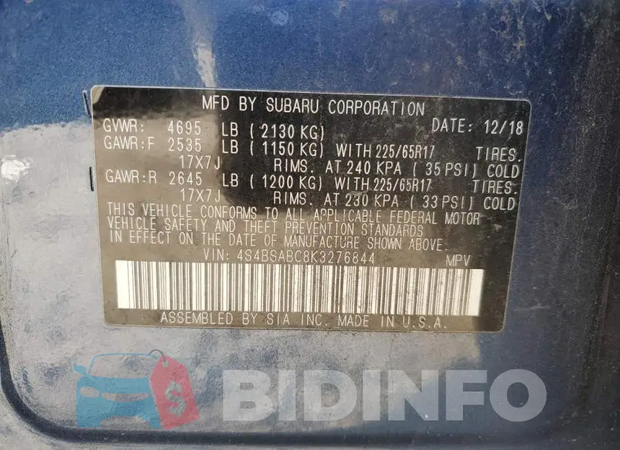 4S4BSABC8K3276844 Photo# 12