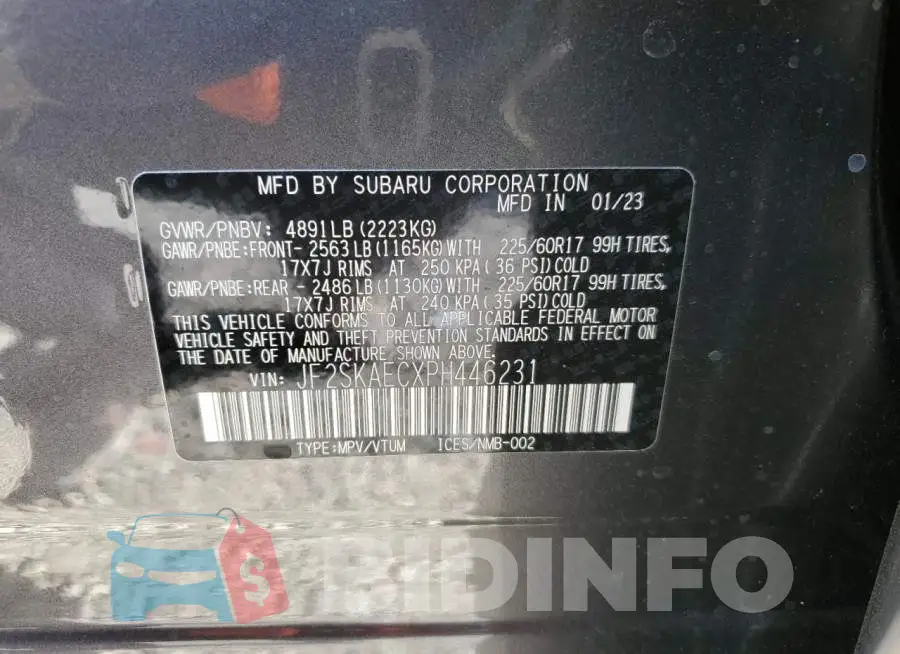 JF2SKAECXPH446231 Photo# 14