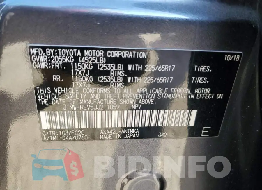JTMWFREV5JJ211059 Photo# 12
