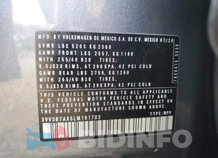 3VV3B7AX5LM161703 Photo# 13