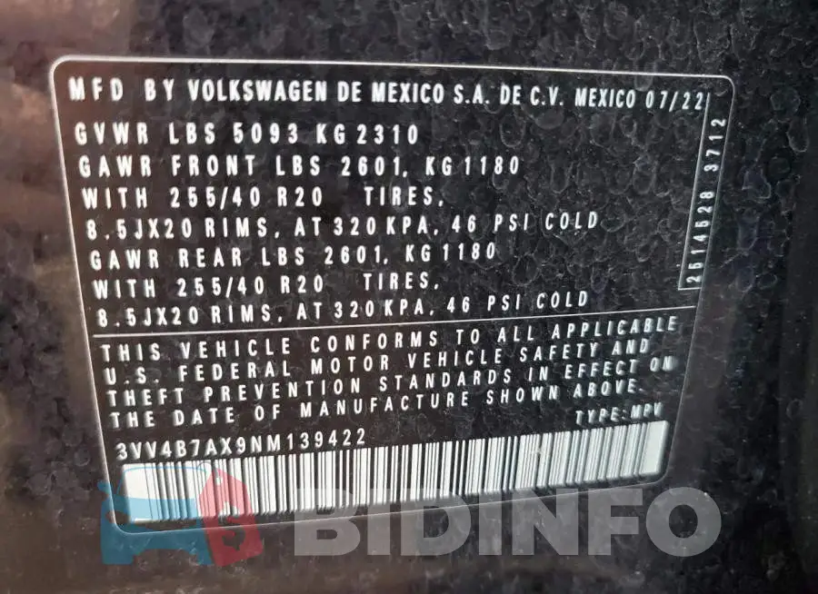 3VV4B7AX9NM139422 Photo# 13