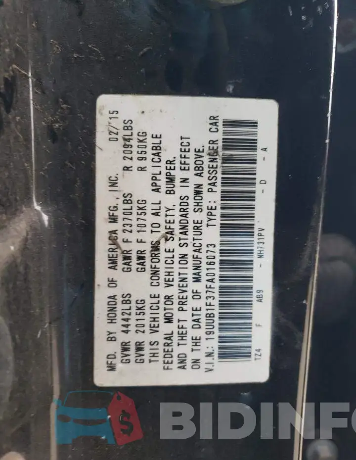 19UUB1F37FA016073 Photo# 12