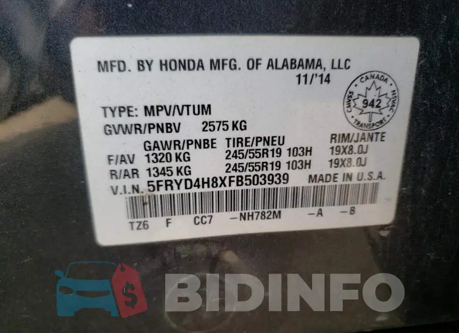 5FRYD4H8XFB503939 Photo# 14