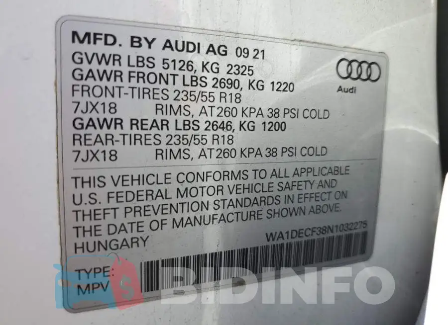 WA1DECF38N1032275 Photo# 12