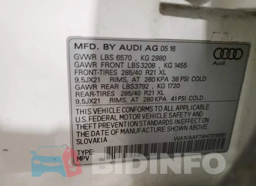 WA1VAAF74HD016861 Photo# 13