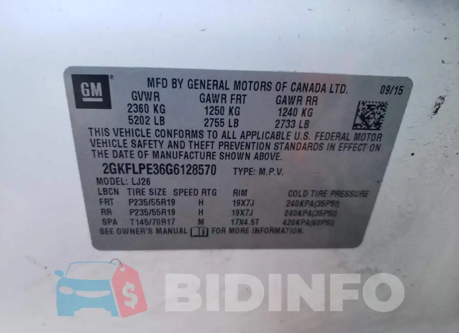 2GKFLPE36G6128570 Photo# 12