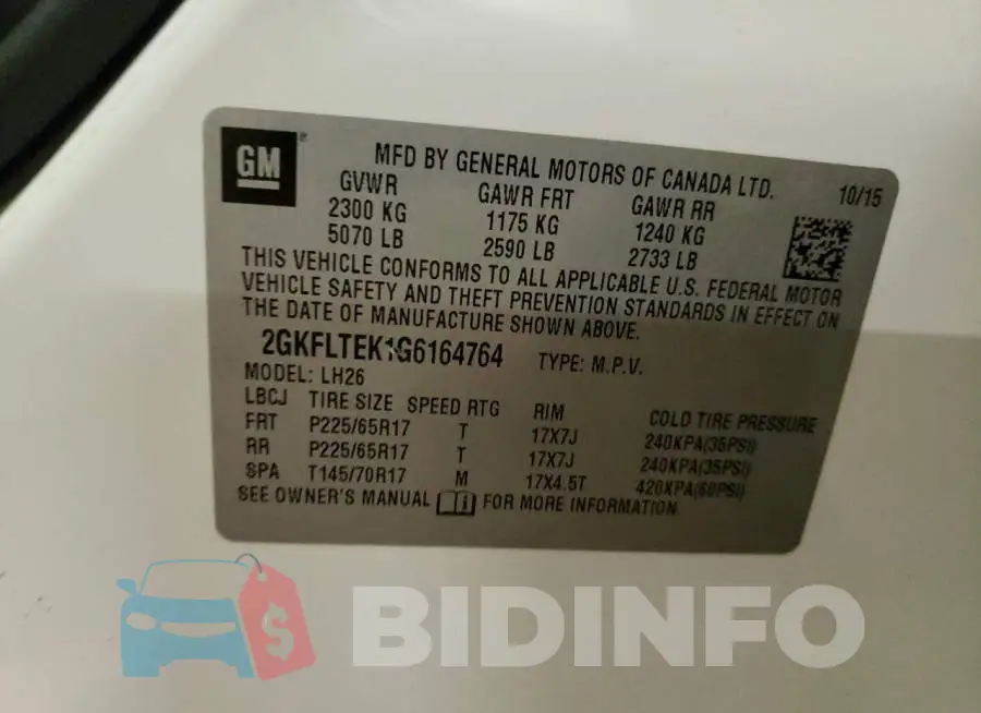 2GKFLTEK1G6164764 Photo# 12
