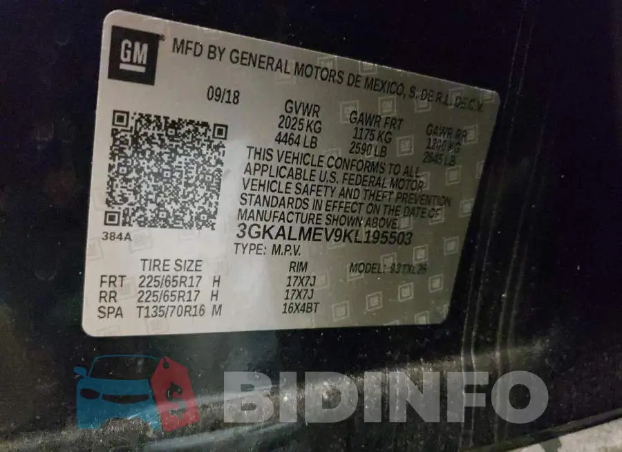 3GKALMEV9KL195503 Photo# 14