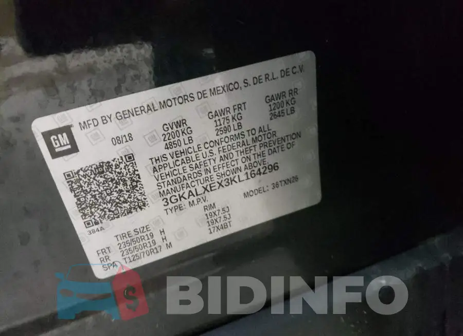 3GKALXEX3KL164296 Photo# 13