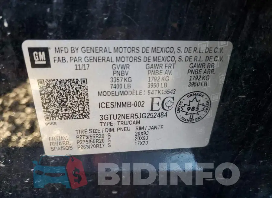 3GTU2NER5JG252484 Photo# 12