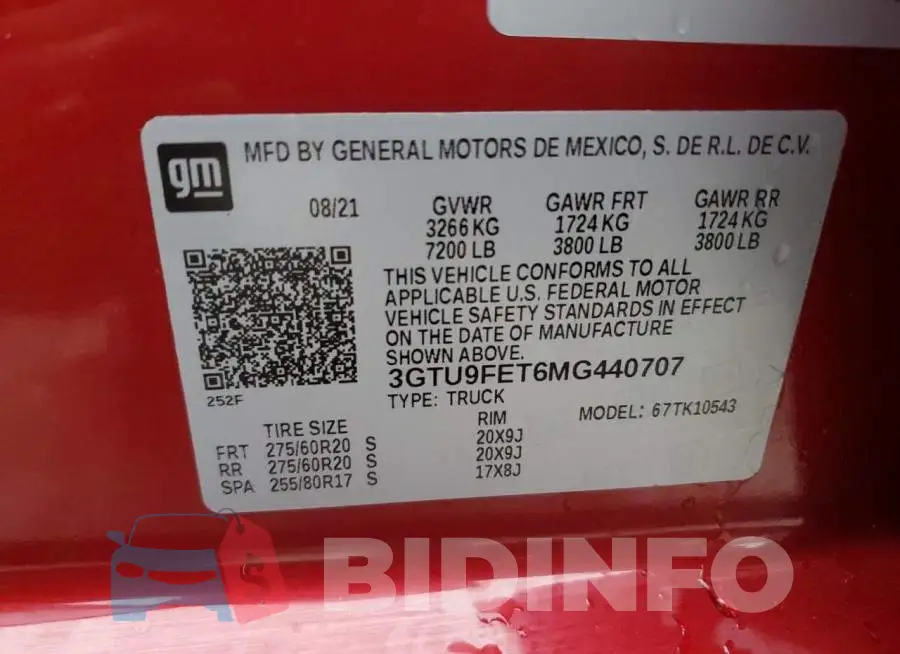 3GTU9FET6MG440707 Photo# 12