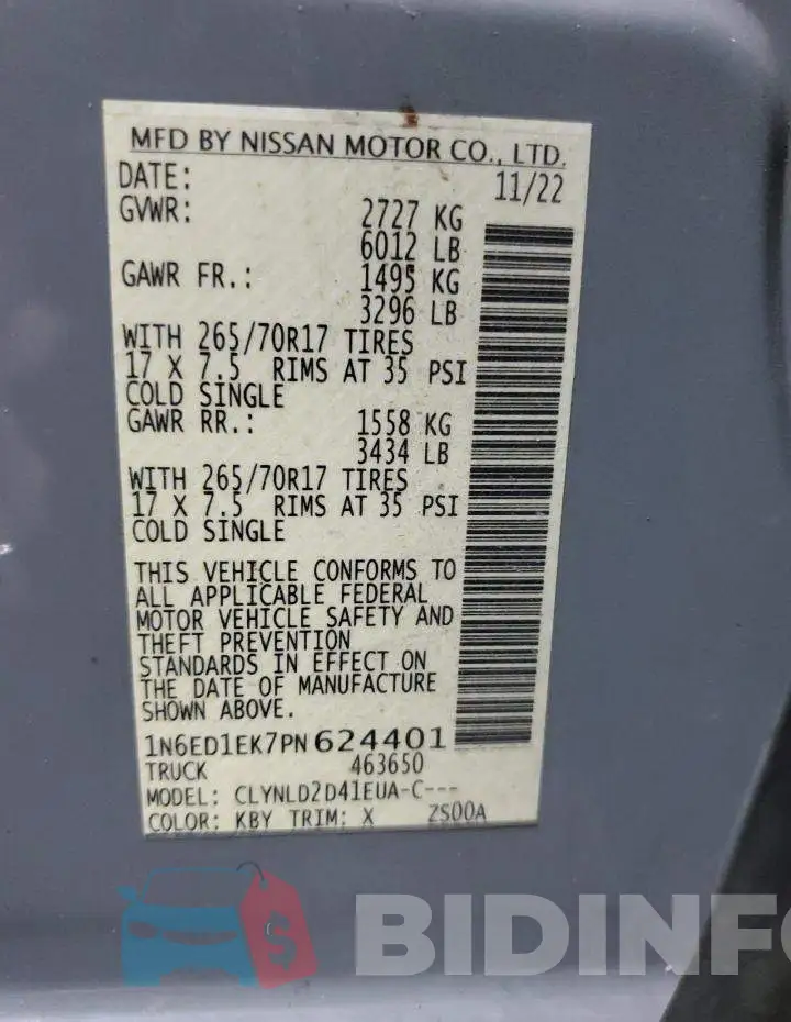 1N6ED1EK7PN624401 Photo# 13