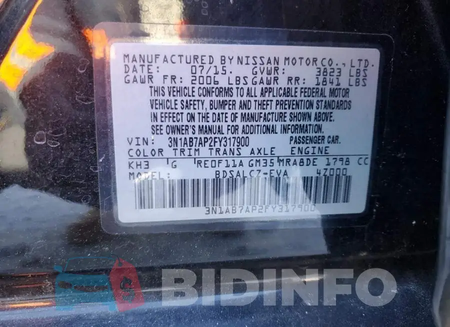 3N1AB7AP2FY317900 Photo# 12