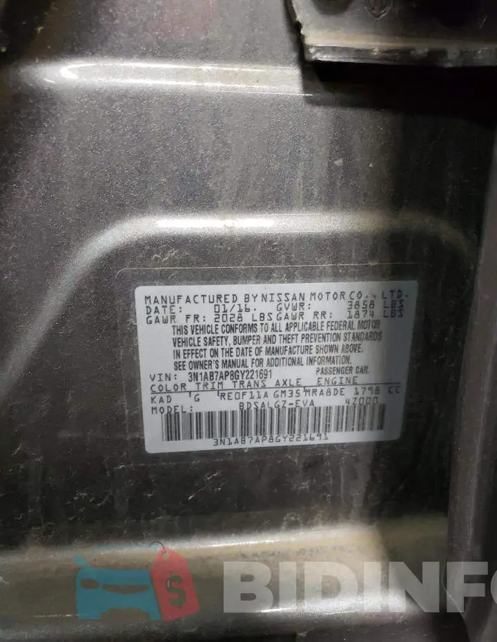 3N1AB7AP8GY221691 Photo# 13