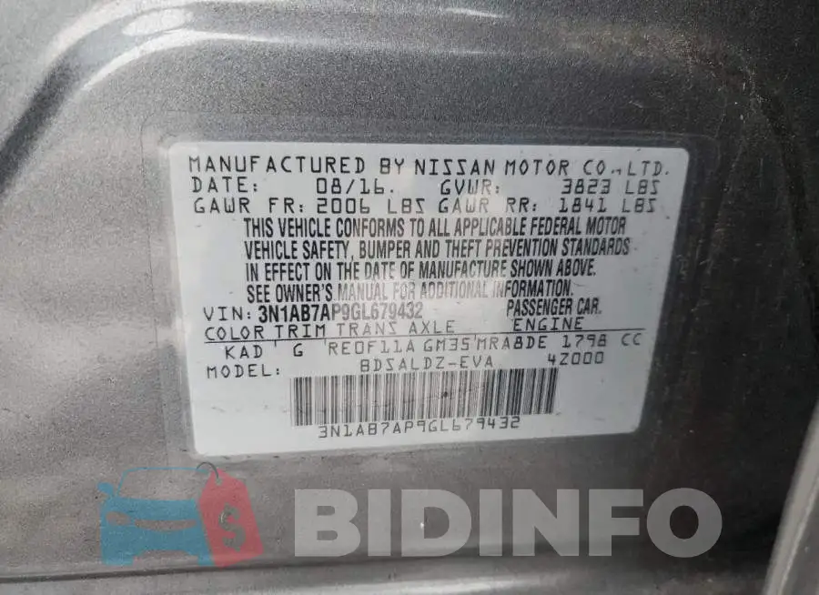 3N1AB7AP9GL679432 Photo# 12
