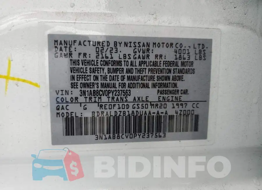 3N1AB8CV0PY237563 Photo# 12