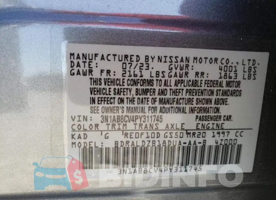 3N1AB8CV4PY311745 Photo# 12