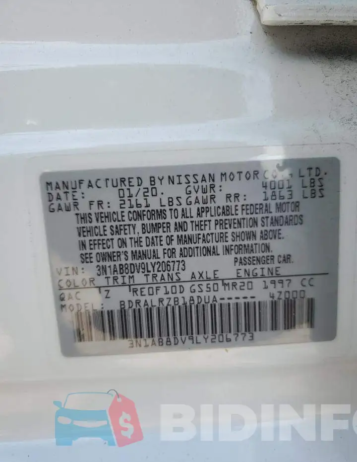 3N1AB8DV9LY206773 Photo# 12