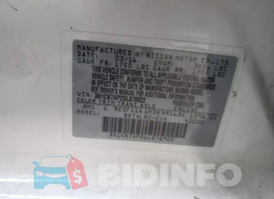 3N1CN7AP2GL878922 Photo# 12