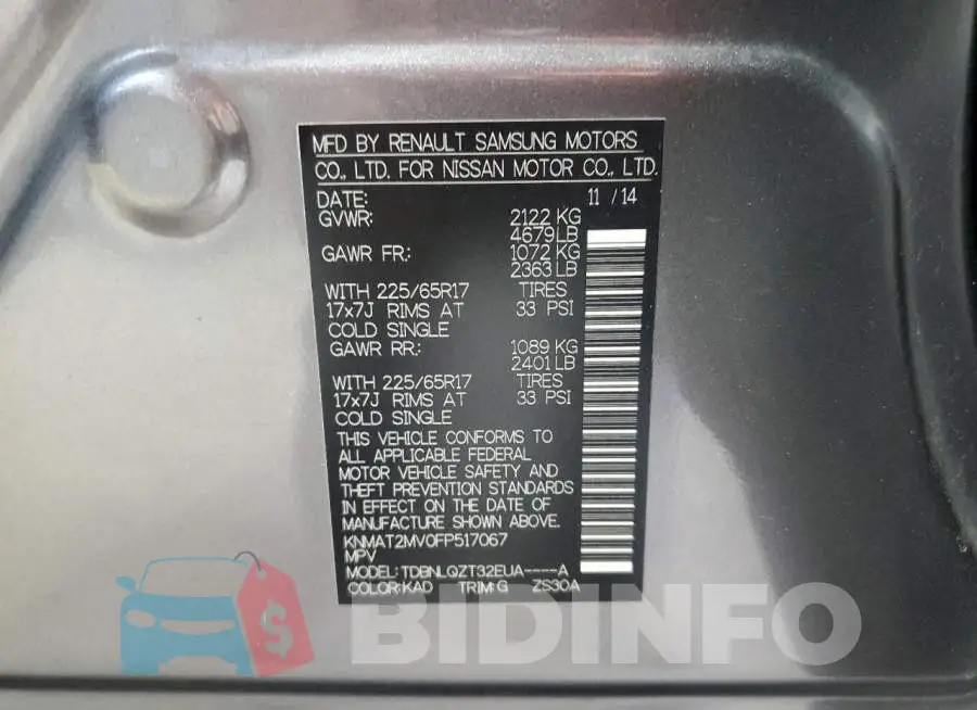 KNMAT2MV0FP517067 Photo# 13